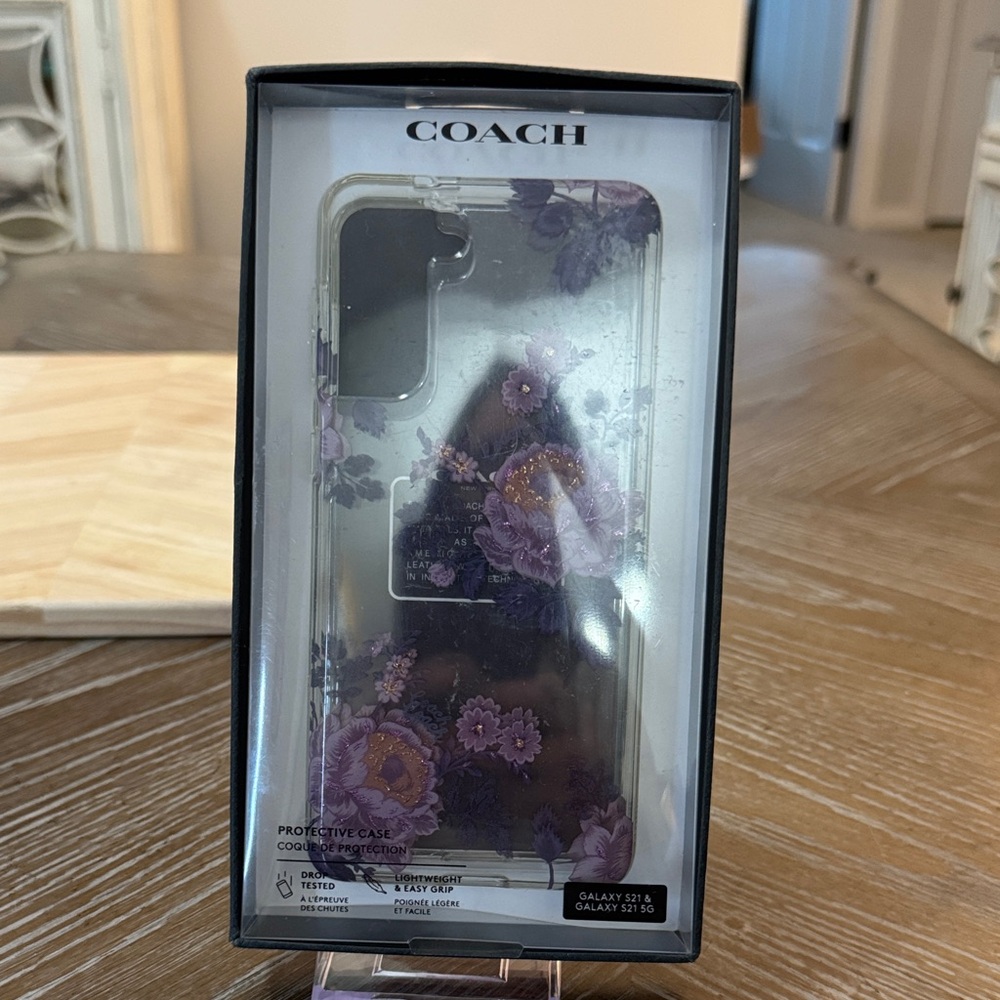 Coach Galaxy S21 Phone Case with Purple Floral Design